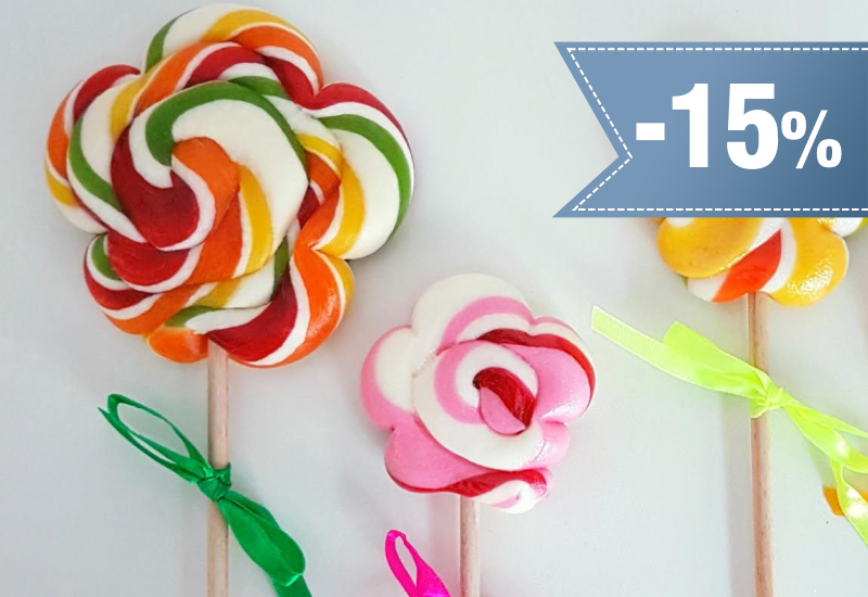 15% rabatu na Lizaki kwiaty z karmelu